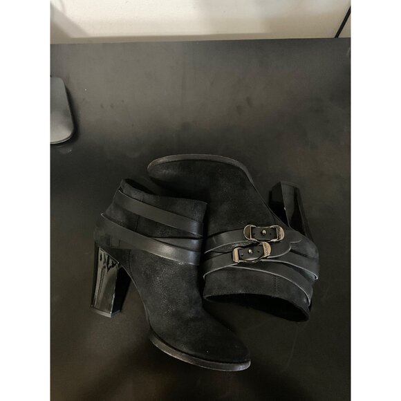 JIMMY CHOO Ankle Boots Women Black Suede Melba Double Side Buckle Slip On IT 40* - Picture 12 of 13